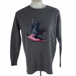 Joules Sweater Pullover Embroidered Pheasant Gray